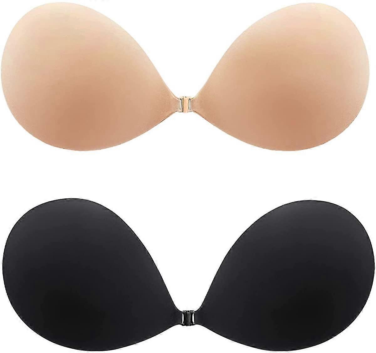 Adhesive Bra Invisible Sticky Strapless Push Up Backless Reusable Silicone Covering Nipple Bras(a)