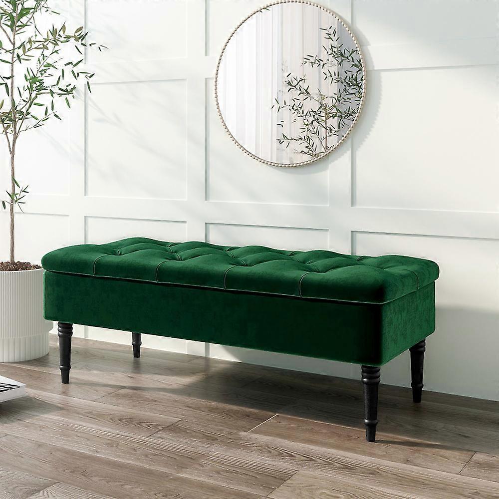 Upholstered Storage Bench Velvet Ottoman