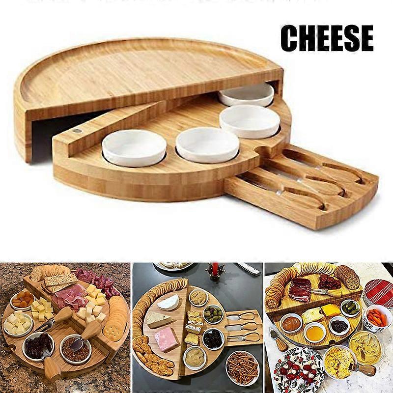Cheese Board Cutlery Cutter Set With Slide Out Drawer Cooking Tools Slicer Fork Scoops Cut