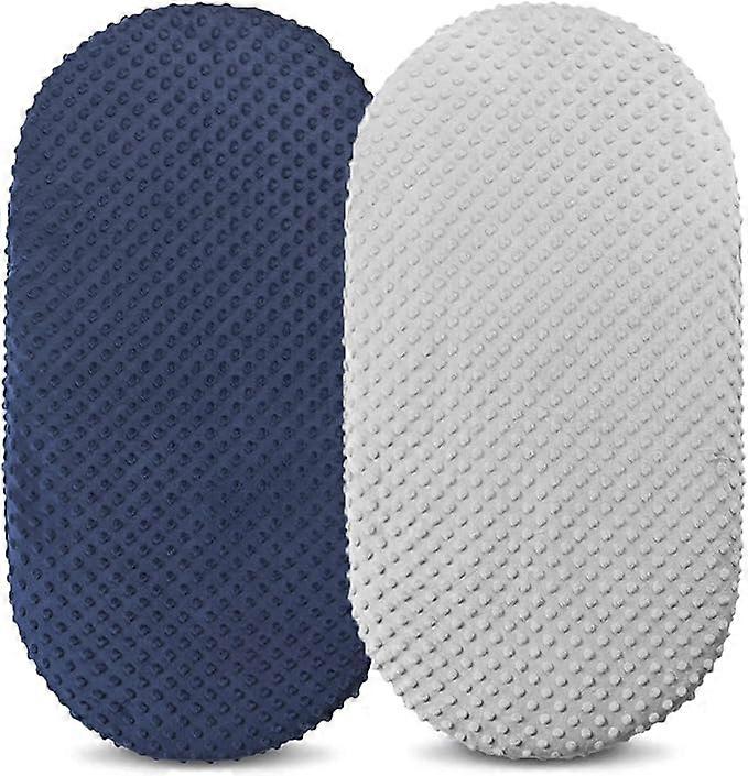 Bassinet Sheet Set,Ultra Soft Minky Cradle Sheets Universal Fitted Bassinet Pad/Mattress for Baby Boys Girls(Grey/Navy) 32"x16"x3"