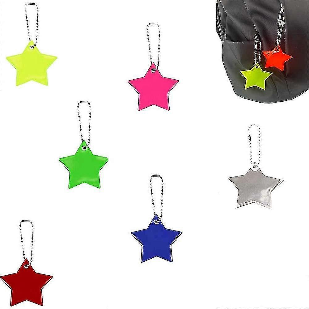 Starlight-12pcs Reflective Pendant, Stars Reflective Key Chains With Chains