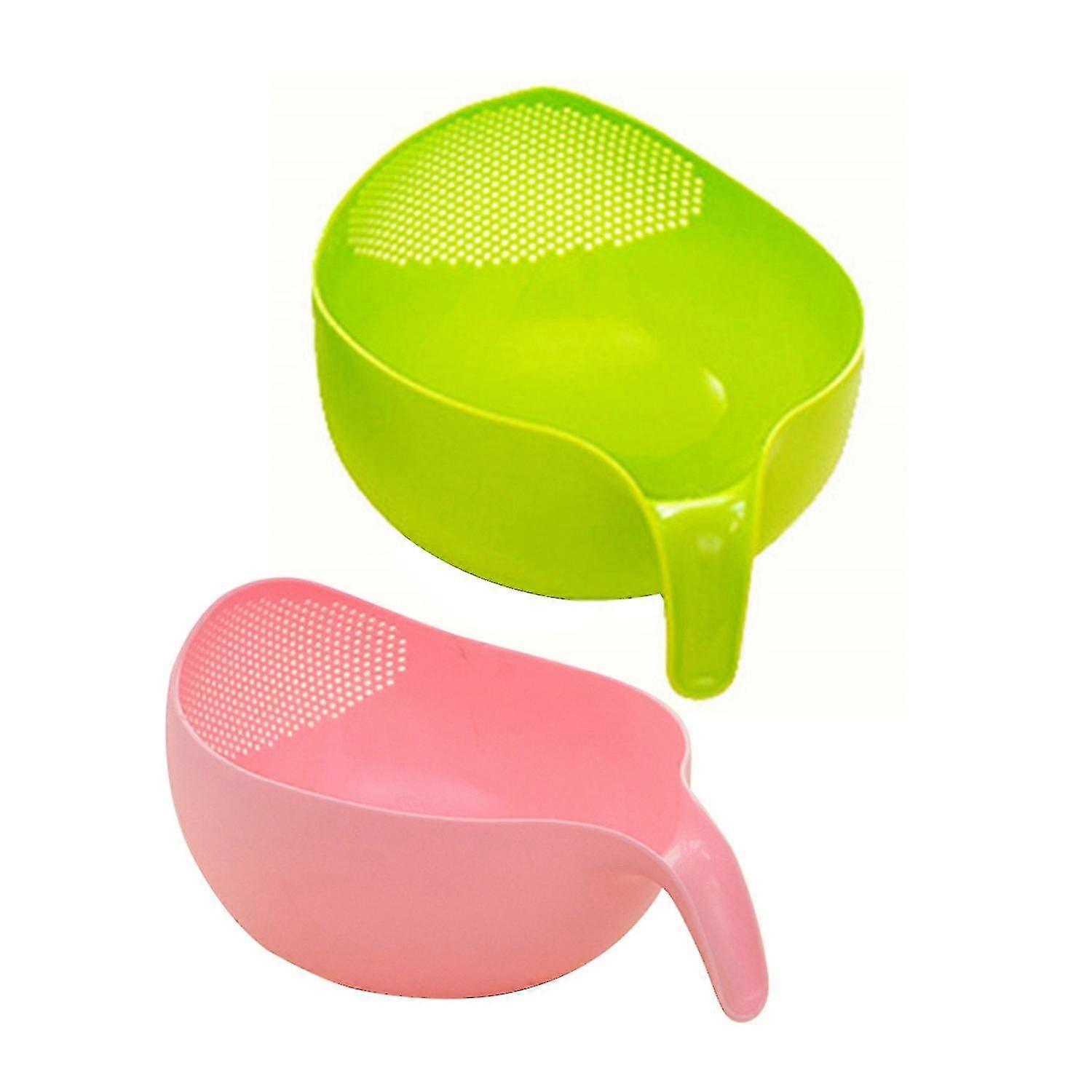 Durable Rice Washing Filter Strainer Kitchen Tool With Handle Pink