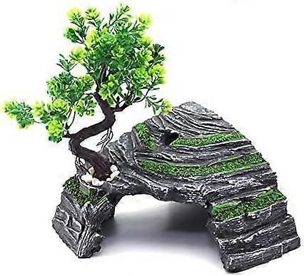 Reptile Hideout Caves Turtle Ramp Basking Platform Decor(L)