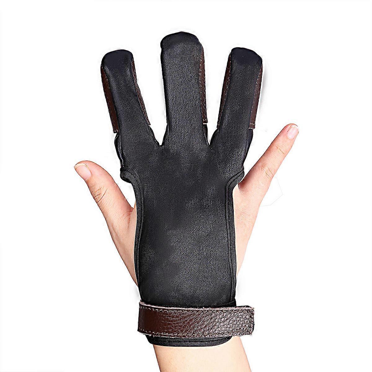 3 Finger Archery Glove Cowhide Leather Protective Equipment for Archer Left and Right Hand