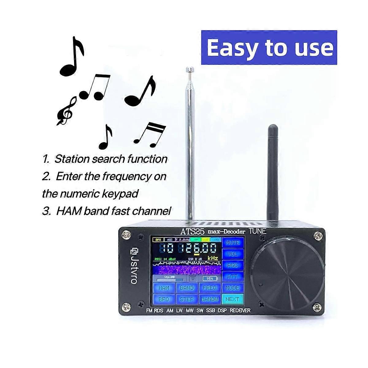 New ATS25Max RDS Function Decoder Si4732 Full-Band Radio Receiver with Spectrum Scanning DSP Receiv