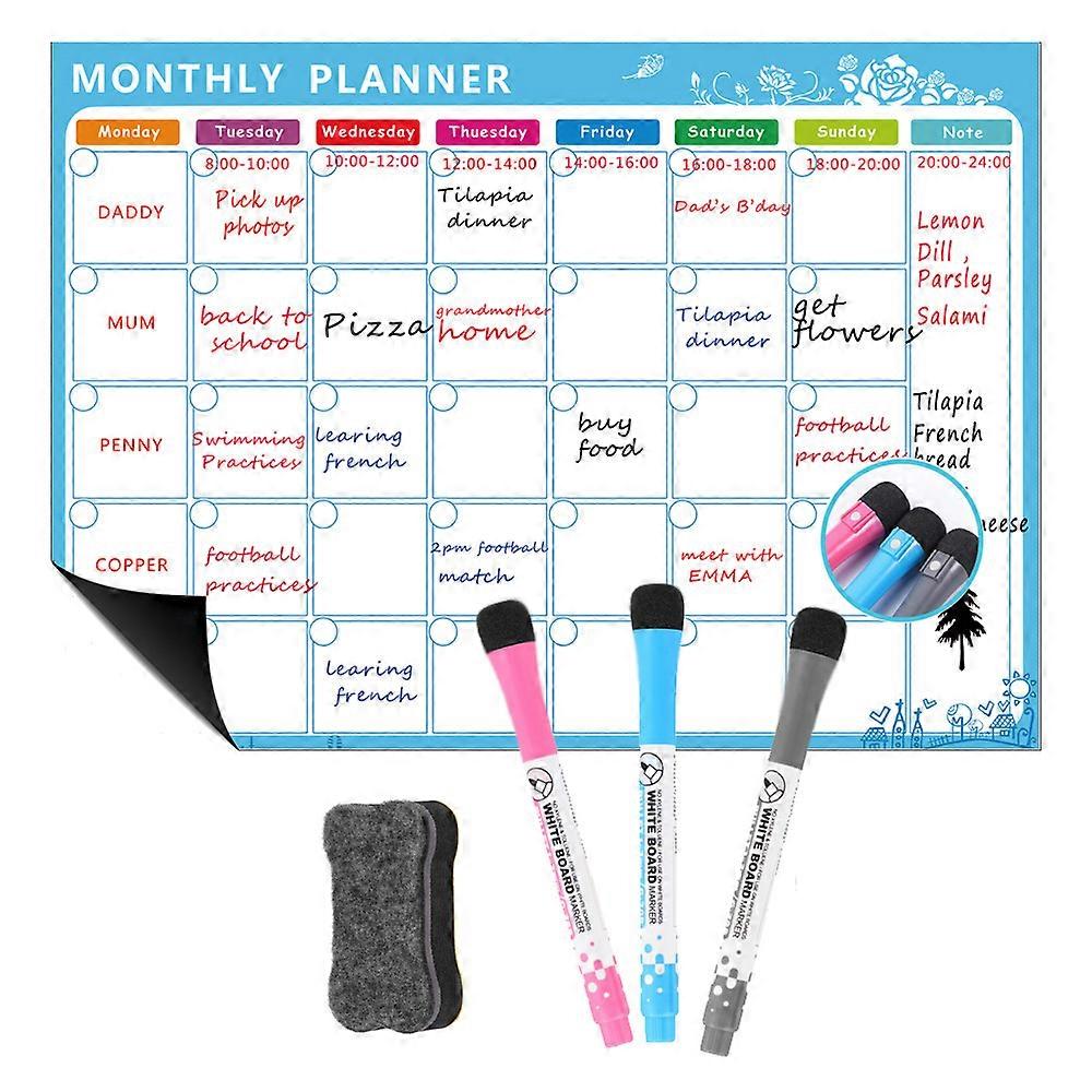 Magnetic Whiteboard Calendar for Fridge,Ideal for Menu Planner, Memo,Event Reminder,Monthly Weekly Shopping List