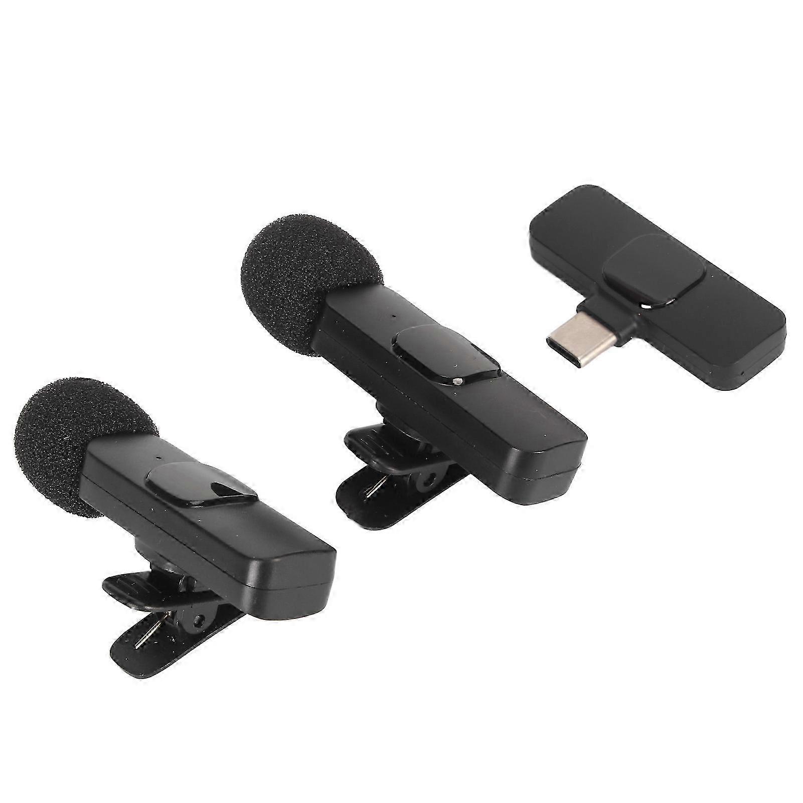 Wireless Lavalier Lapel Microphone 1 for 2 Noise Canceling Type C Interface Mini Wireless Clip On Mic for Interview