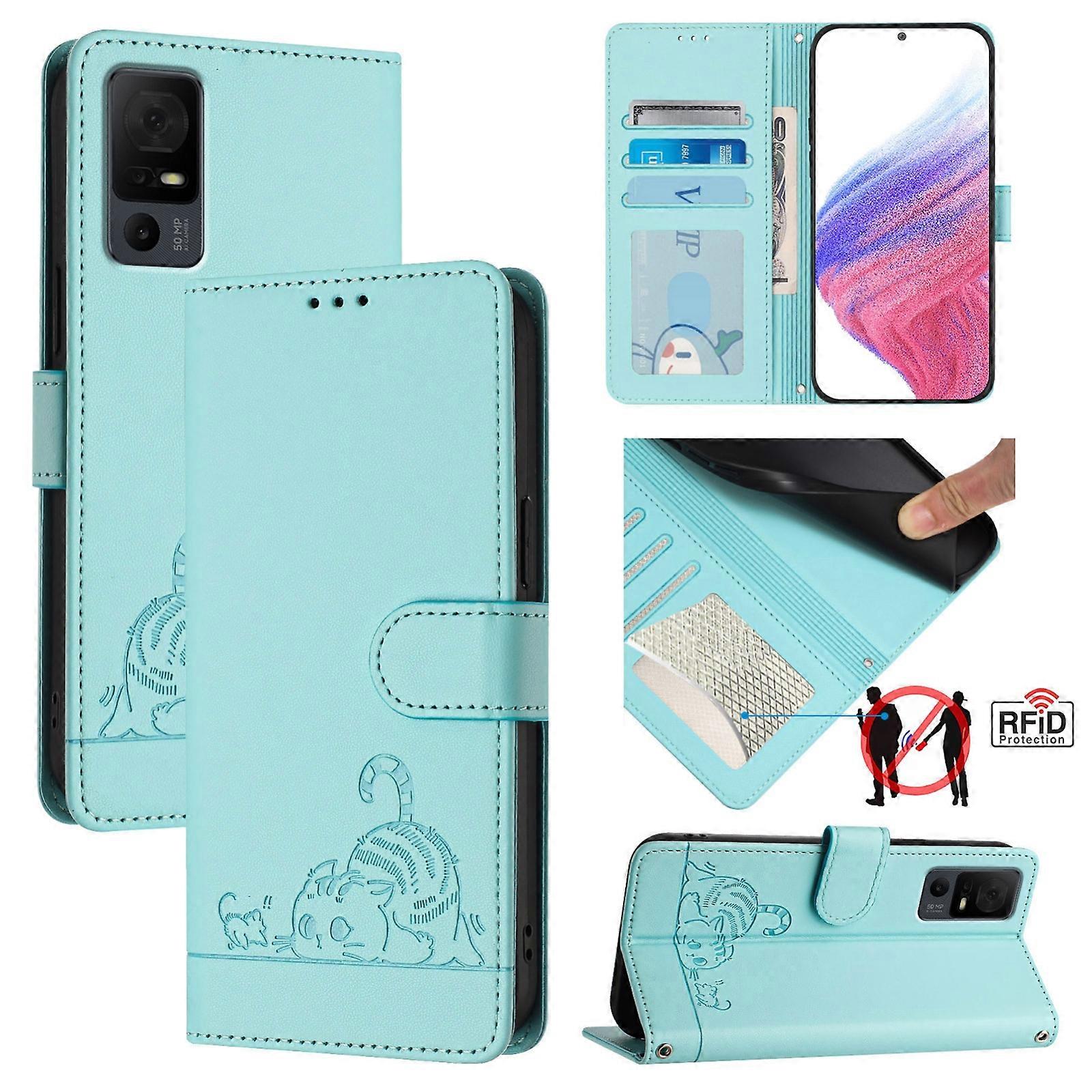 Cat Rat Pattern PU Case For TCL 40 XL / 40 T T608DL