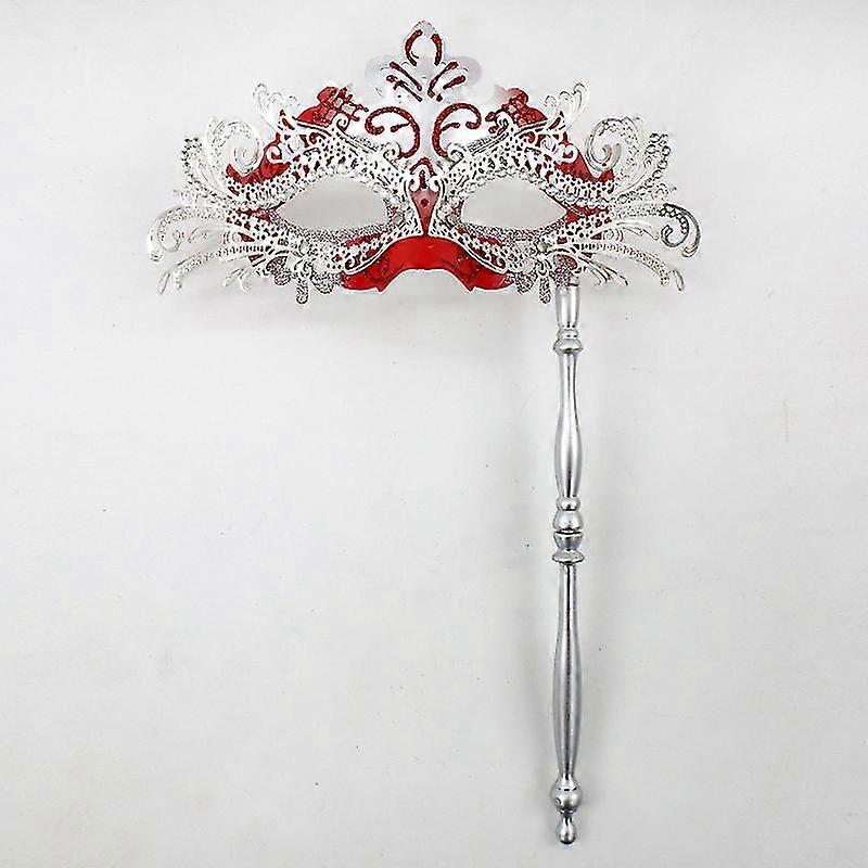 Women's Masquerade Masks Side Feather Flower Petal Hand Held Lace Mask With Stick