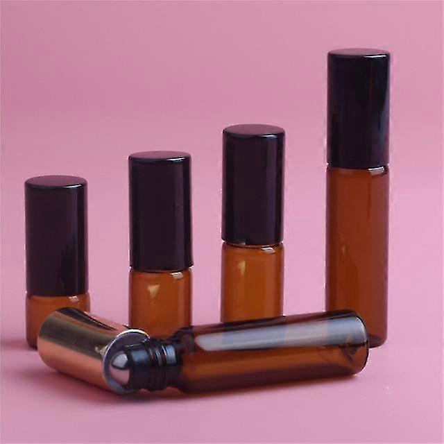 Amber roller bottle for essential oils, refillable perfume bottle