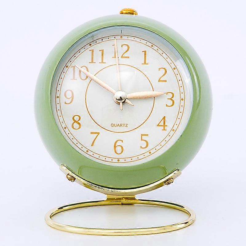 Convex Ring Alarm Clock Creative Retro Alarm Clock Student Silent Night Light(Green)