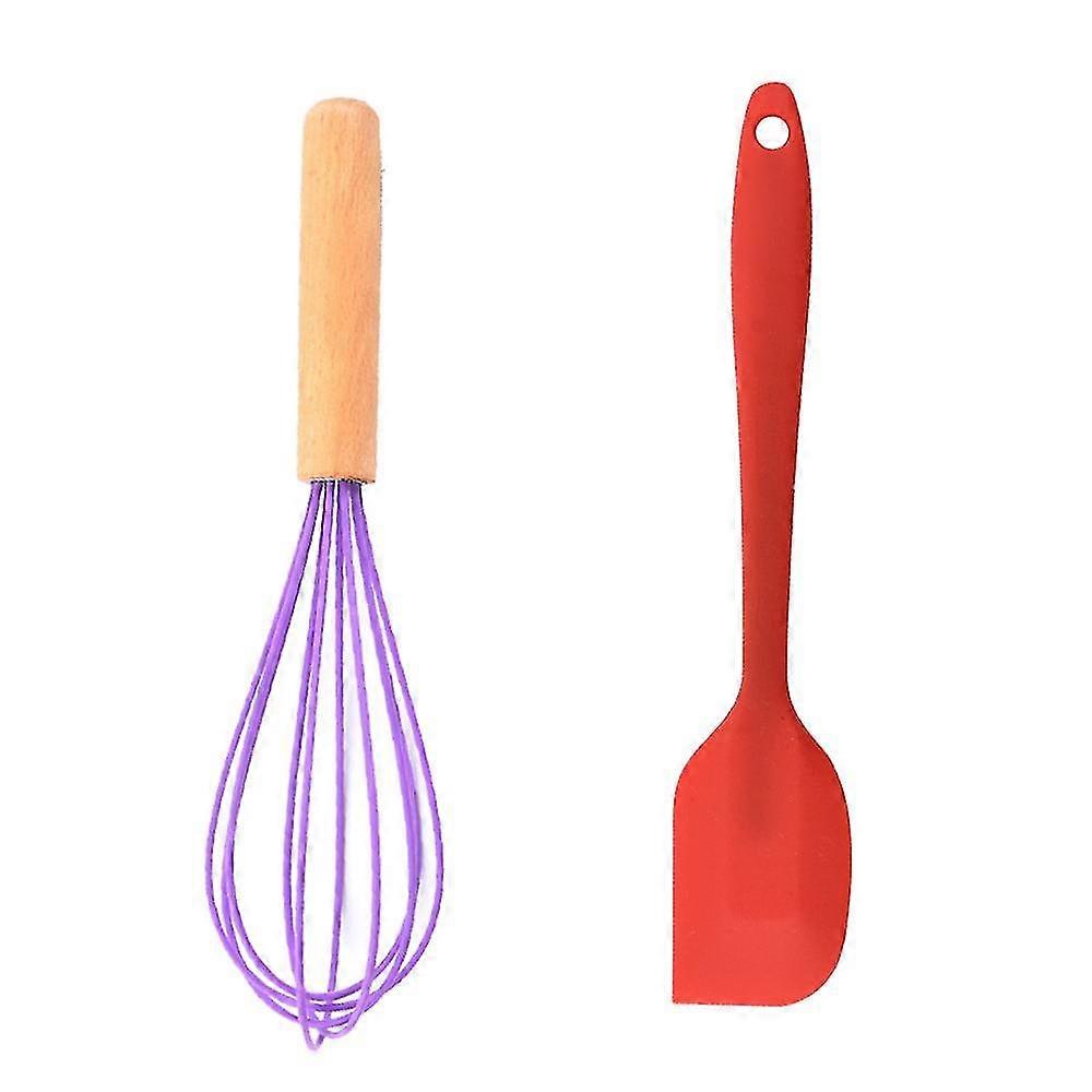 2 Piece Mini - Silicone Kitchen Tools With Wood Handles