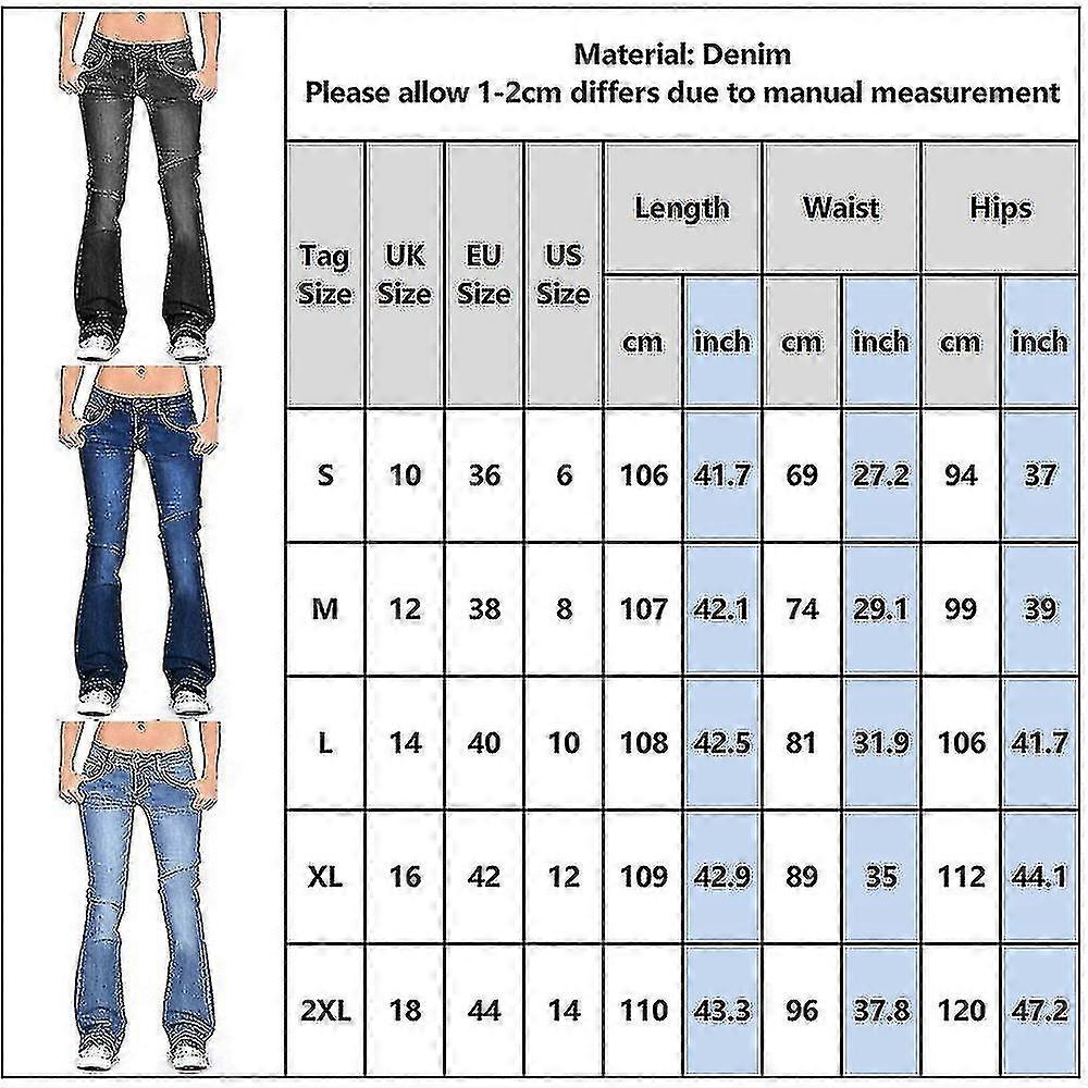 בגדי ריקוד נשים Bootcut ג'ינס מכנסי ג'ינס נמתחים גבירותיי מכנסיים נמוכים מותניים מתנפנפים