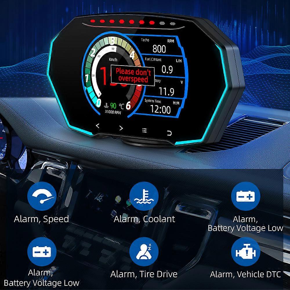 HUD OBD2 ΠΣΤ διπλό σύστημα διαγνωστικό σύστημα συναγερμού ασφαλείας F11 4 ίντσα αυτοκίνητο κεφάλι επάνω επίδειξη ταχύμετρο νερό πετρελαίου temp