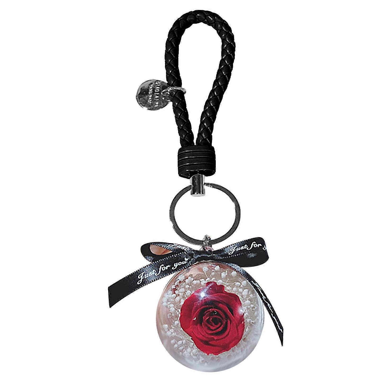 Eternal Flower Rose Keychain Car Hang Leather Keychain Ring Keychain