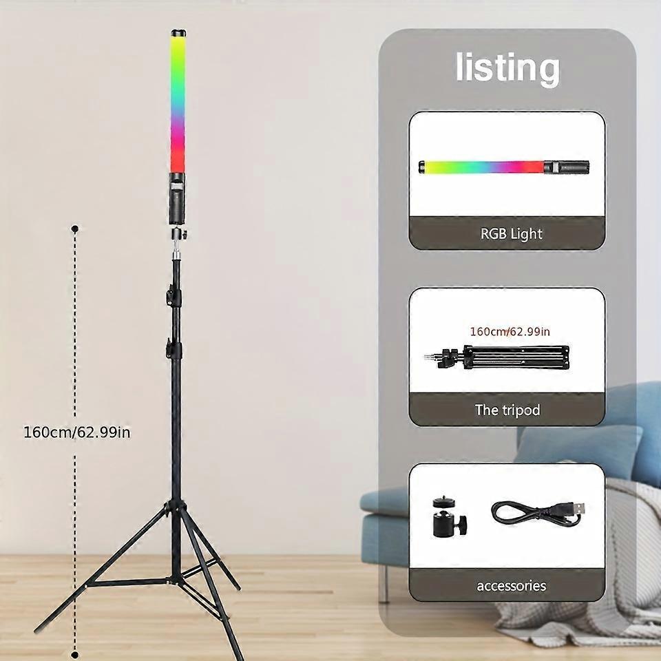 Handheld 50CM 20in RGB Colorful Video Stick Light CRI 95+ 2500K-9000K LED Light Wand With Built-in Rechargeable Battery Tripod Stand Dimmable Panel An