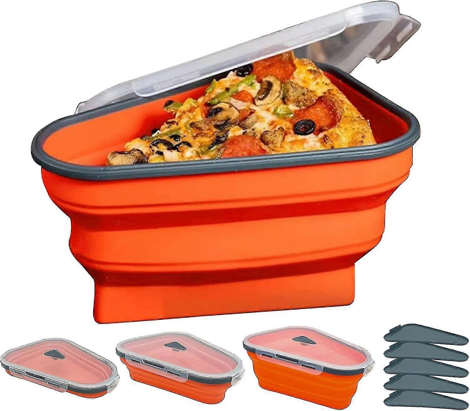 the Perfect Pizza Pack Reusable Pizza Storage Container With 5 Microwavable Serving Trays Adjustable Pizza Slice Container To Organize Save Space1 PXC