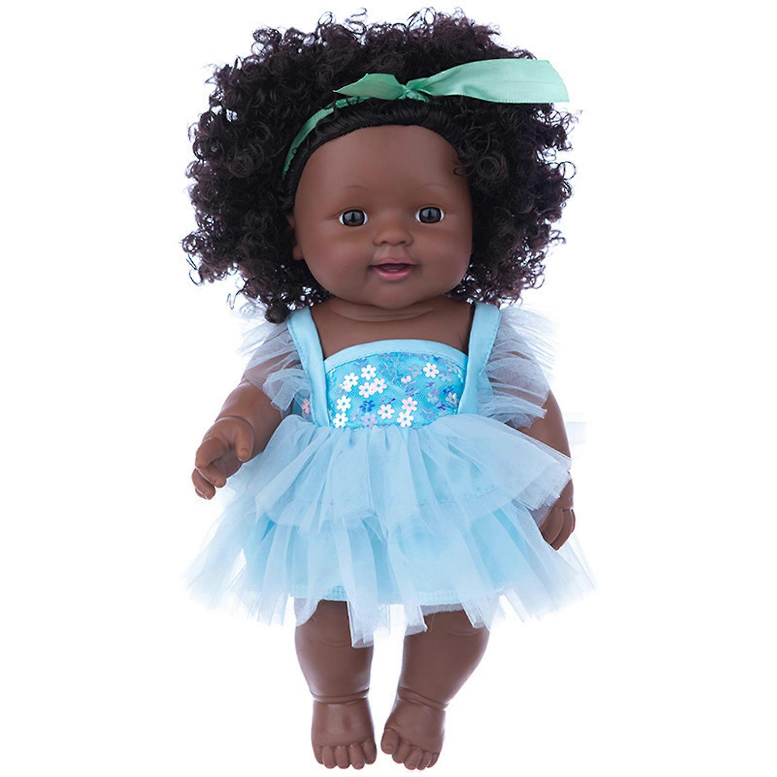 アフリカのベビードールかわいい巻き毛と黒の柔らかい肌12インチシミュレートされた黒