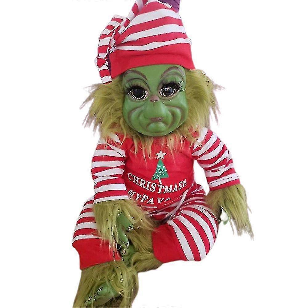 Christmas The Grinch Latex Plush Doll Reborn Baby Grinch Stuffed Toy Xmas Gift