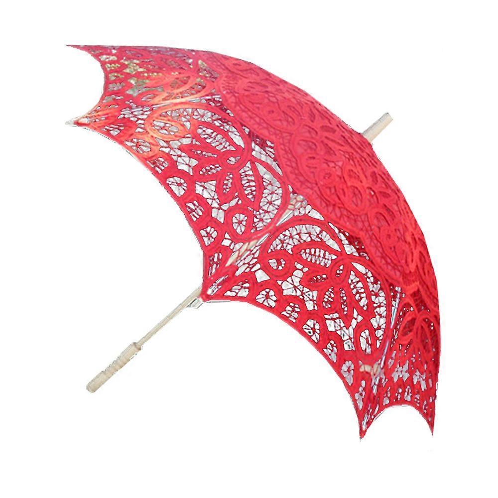 Lace Wedding Bridal Red Umbrella