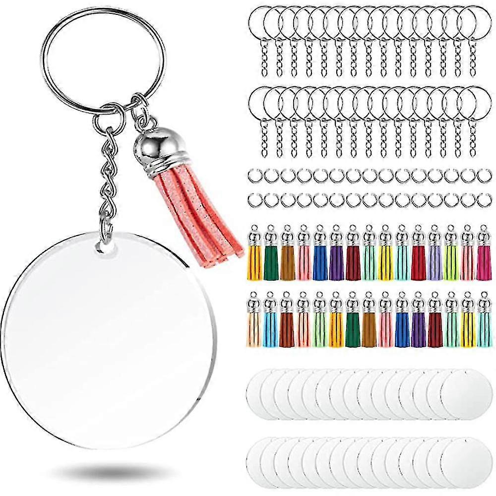 Acrylic Keychain Blank Set Clear Circle Acrylic Blank Bulk For Vinyl Resin Craft Project Diy
