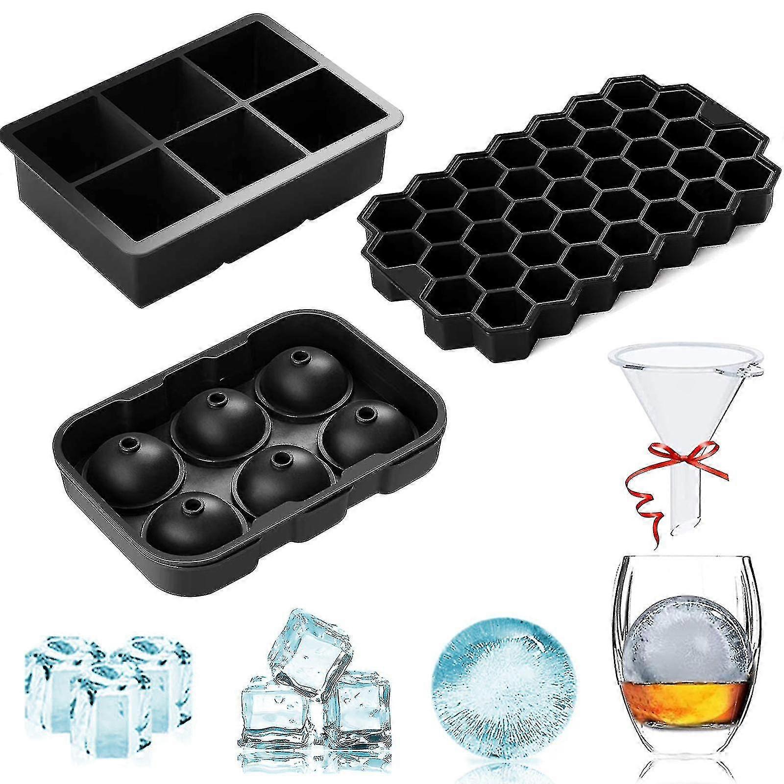 Ice Cube Tray Silicone, 3 Pack 50mm Cube Ball Mould 6 Compartments