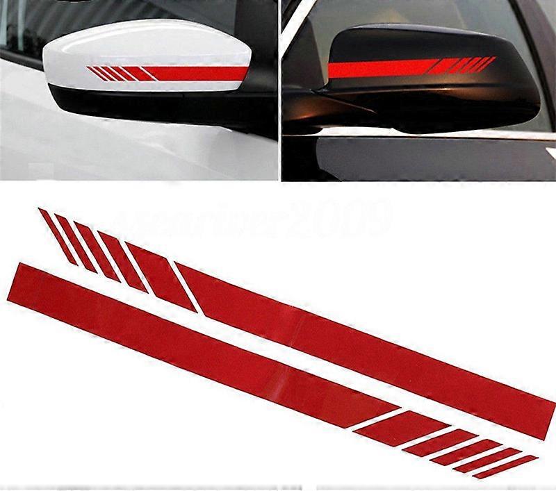 Stripes Design Car Rearview Mirror Stickers (Red)