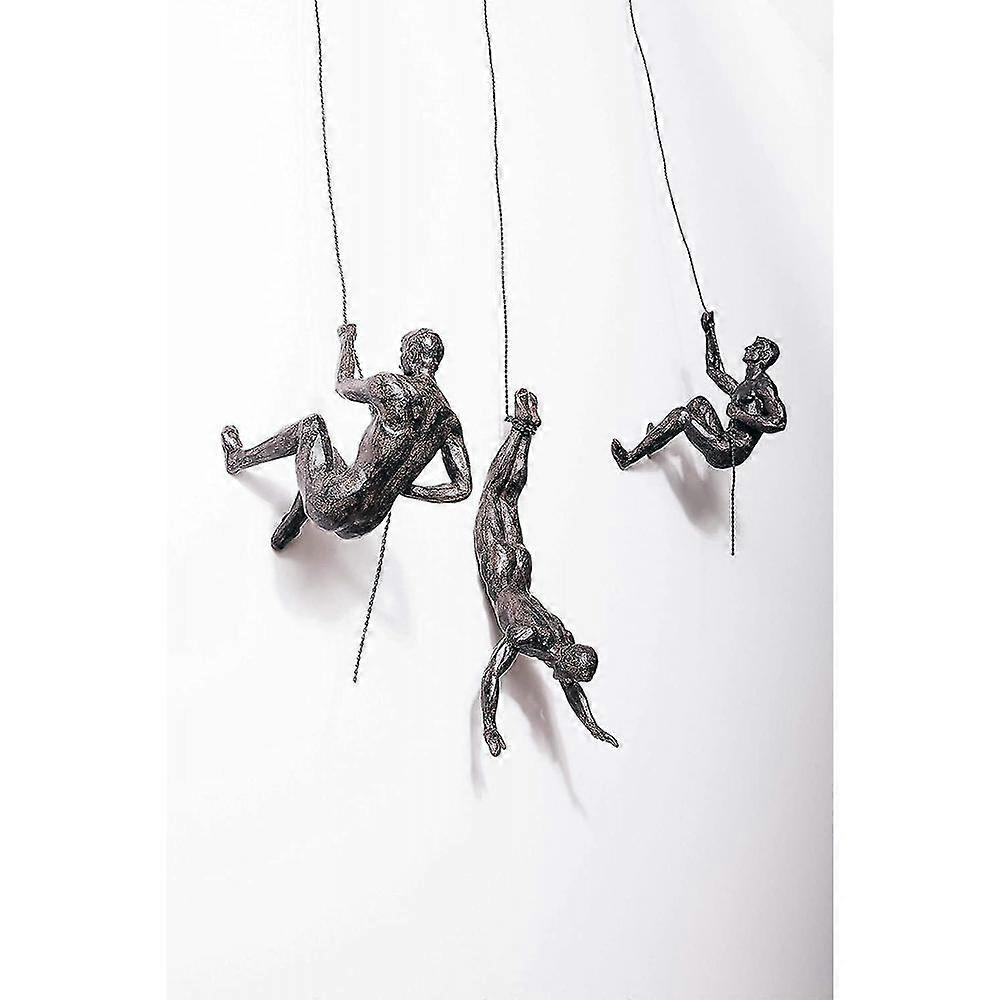 3x Bronze Climbing Abseiling Men Trio Hanging Ornament Figures Climbing Men Wall-hanging Figurine Abseiling Ornaments ECT