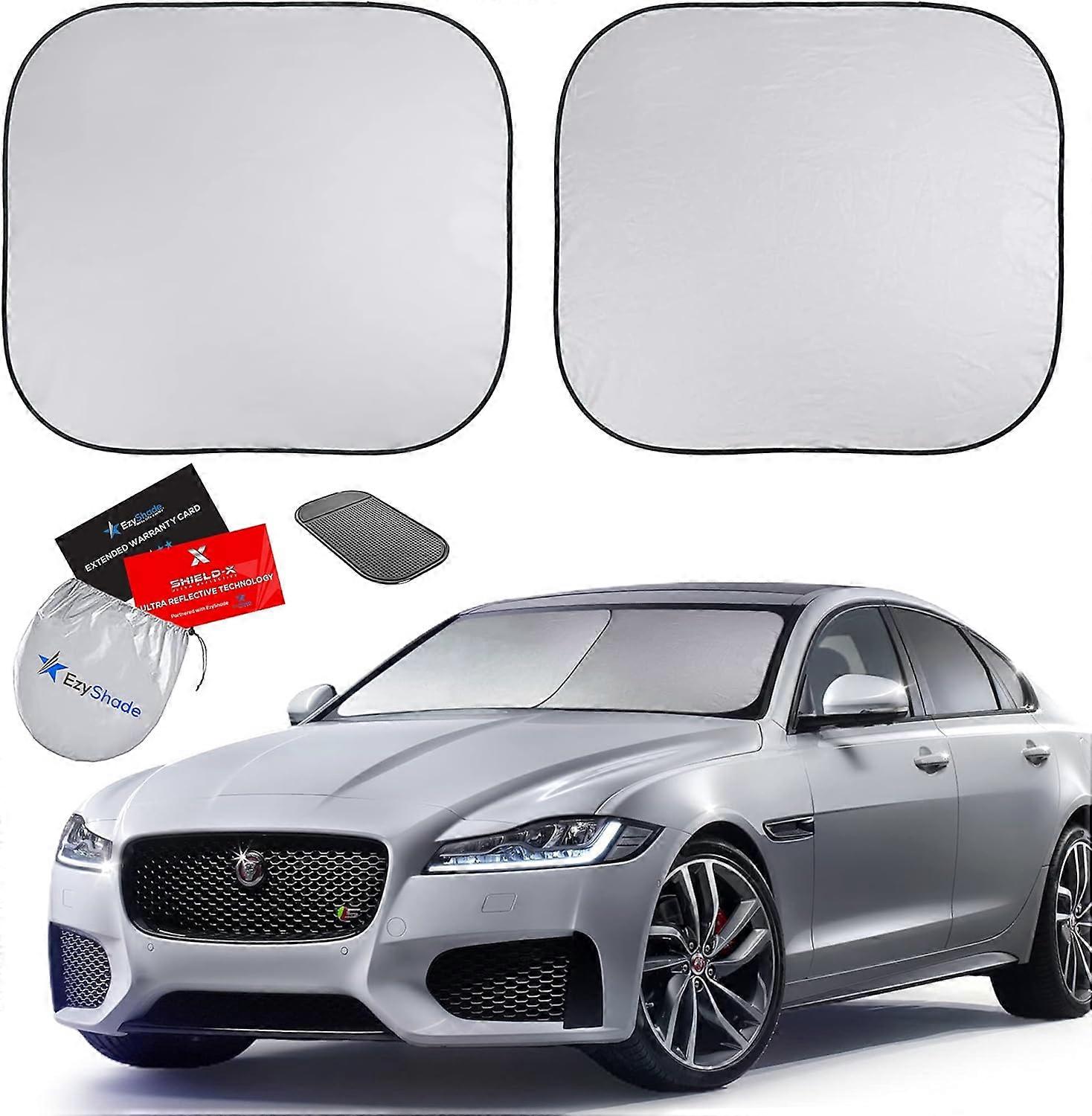 Windshield Sun Shade with Shield-X Reflective Technology. See Size-Chart with Your Vehicle. Foldable 2-Piece Car Sunshades Reflect UV Sun and Heat and