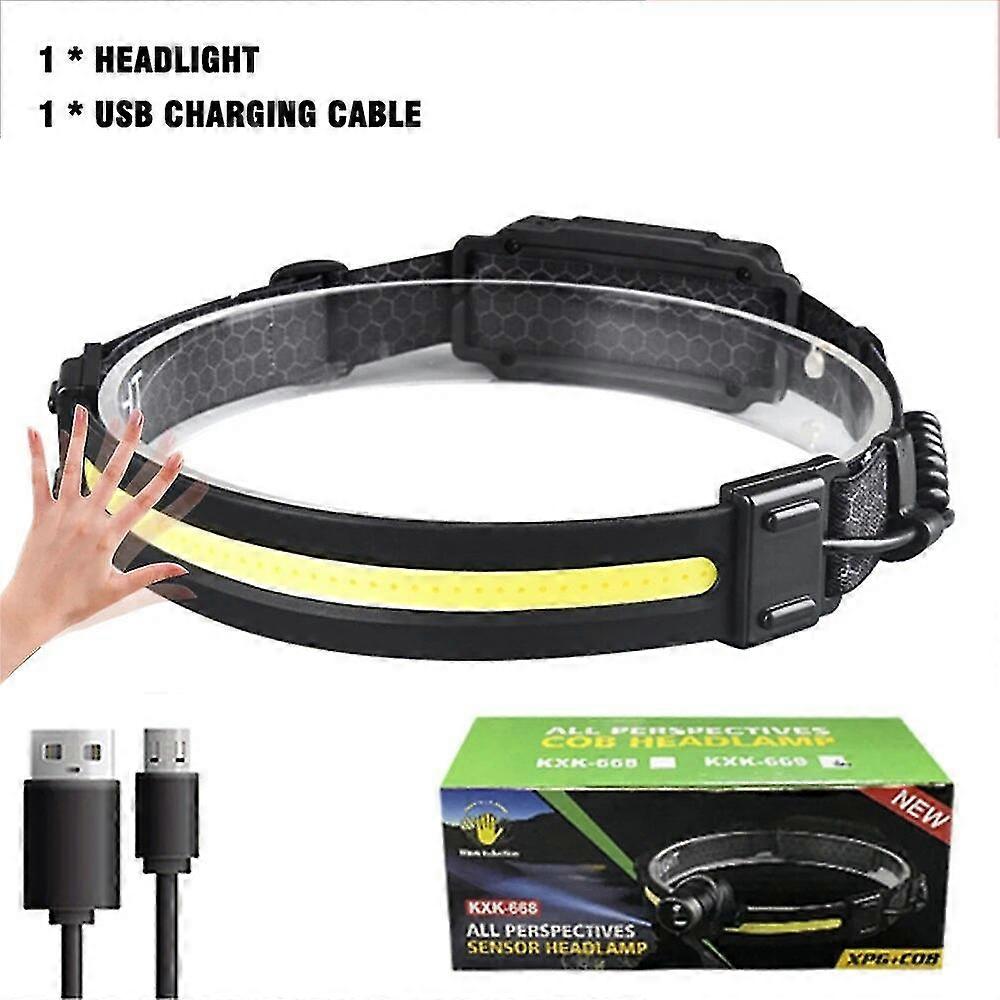 New Headlight Led Sensor Light Outdoor Strong Light Zoom Model Large Floodlight Cob Head-mounted Fishing Light Running Headlamp