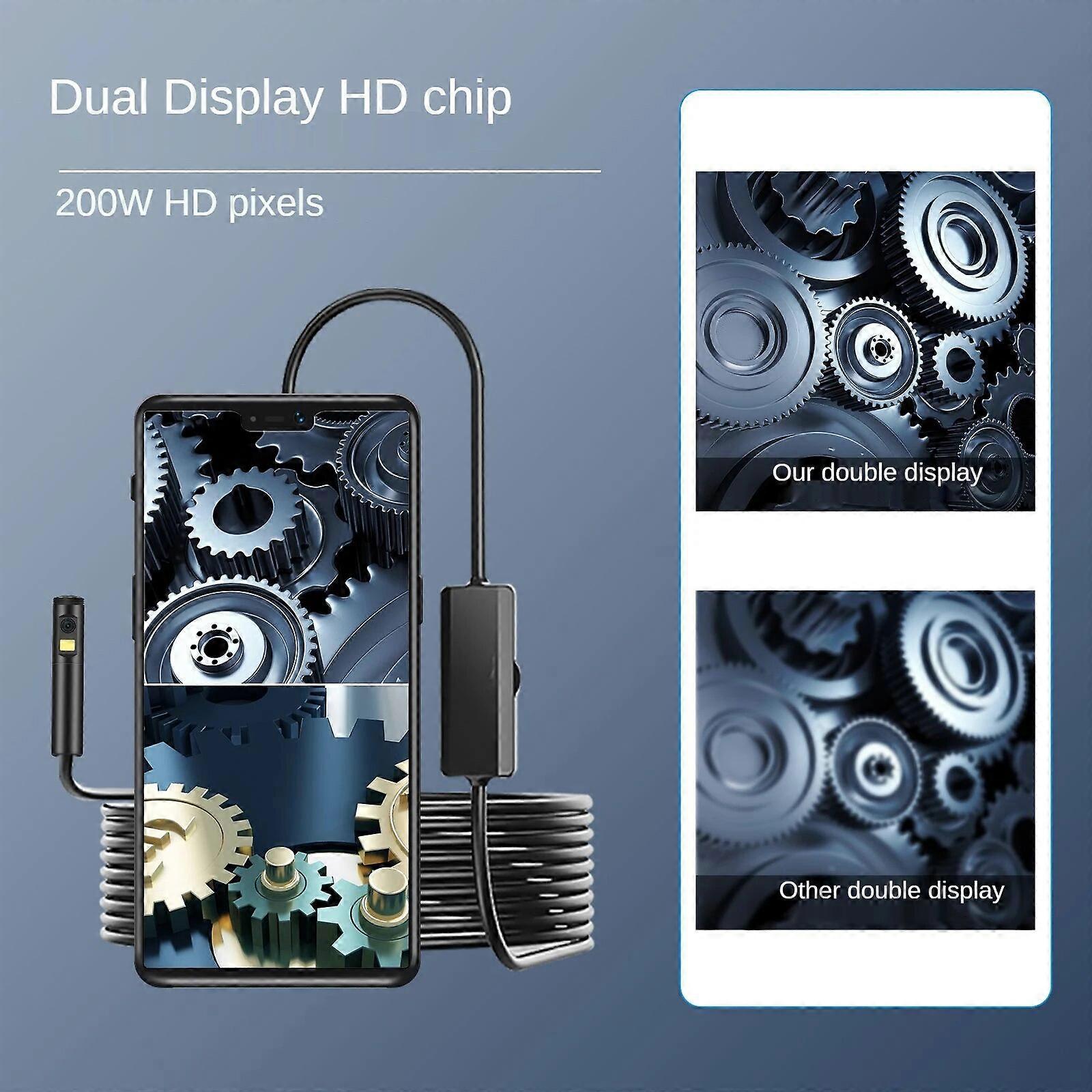 AN100 Endoscope For Car Camera Dual Lens IP68 3IN1 Waterproof Inspection Endoscope 9 LED Lights Soft/Rigid Wire For Smartphone
