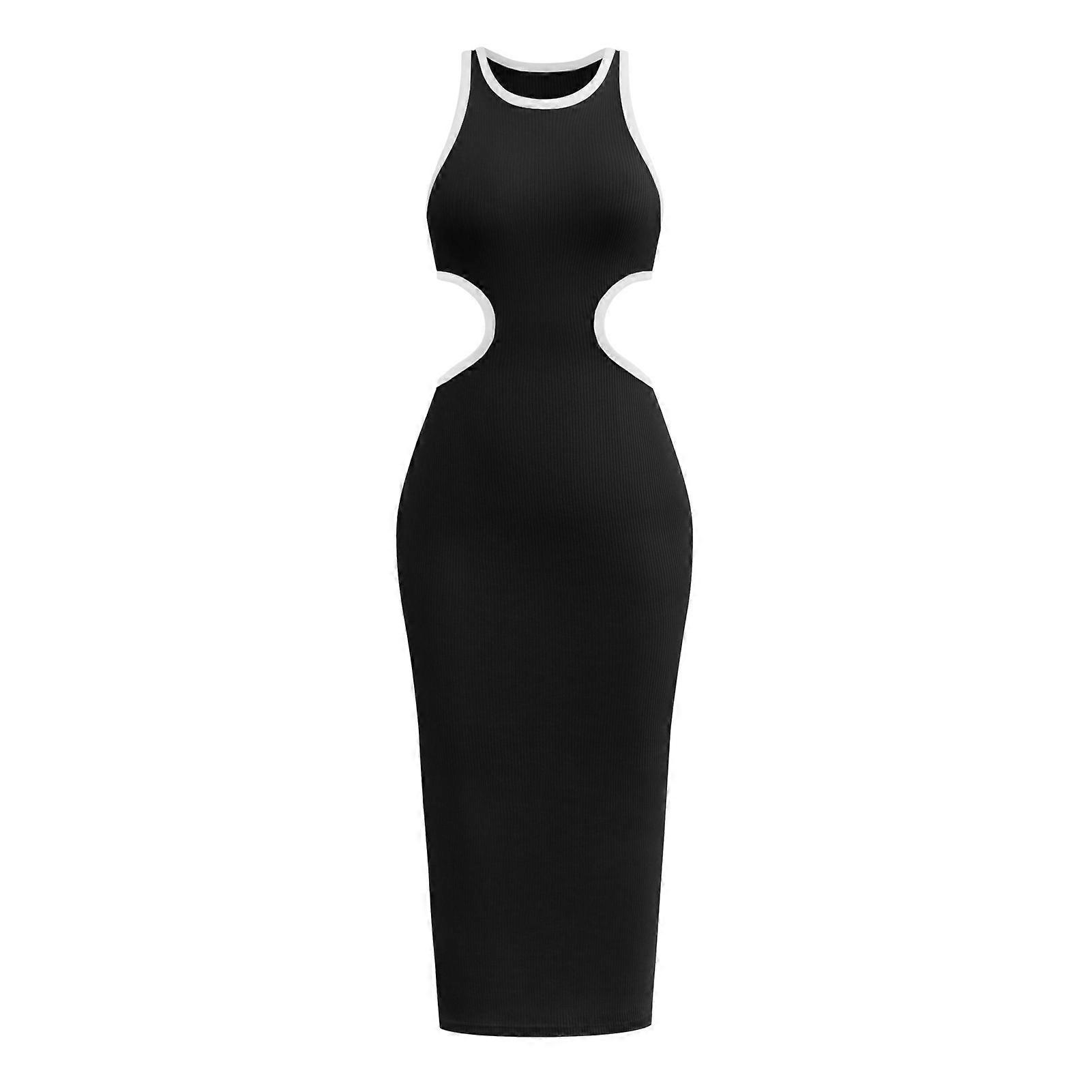 Womens Sexy Cut Out Waist Open Back Bodycon Dress