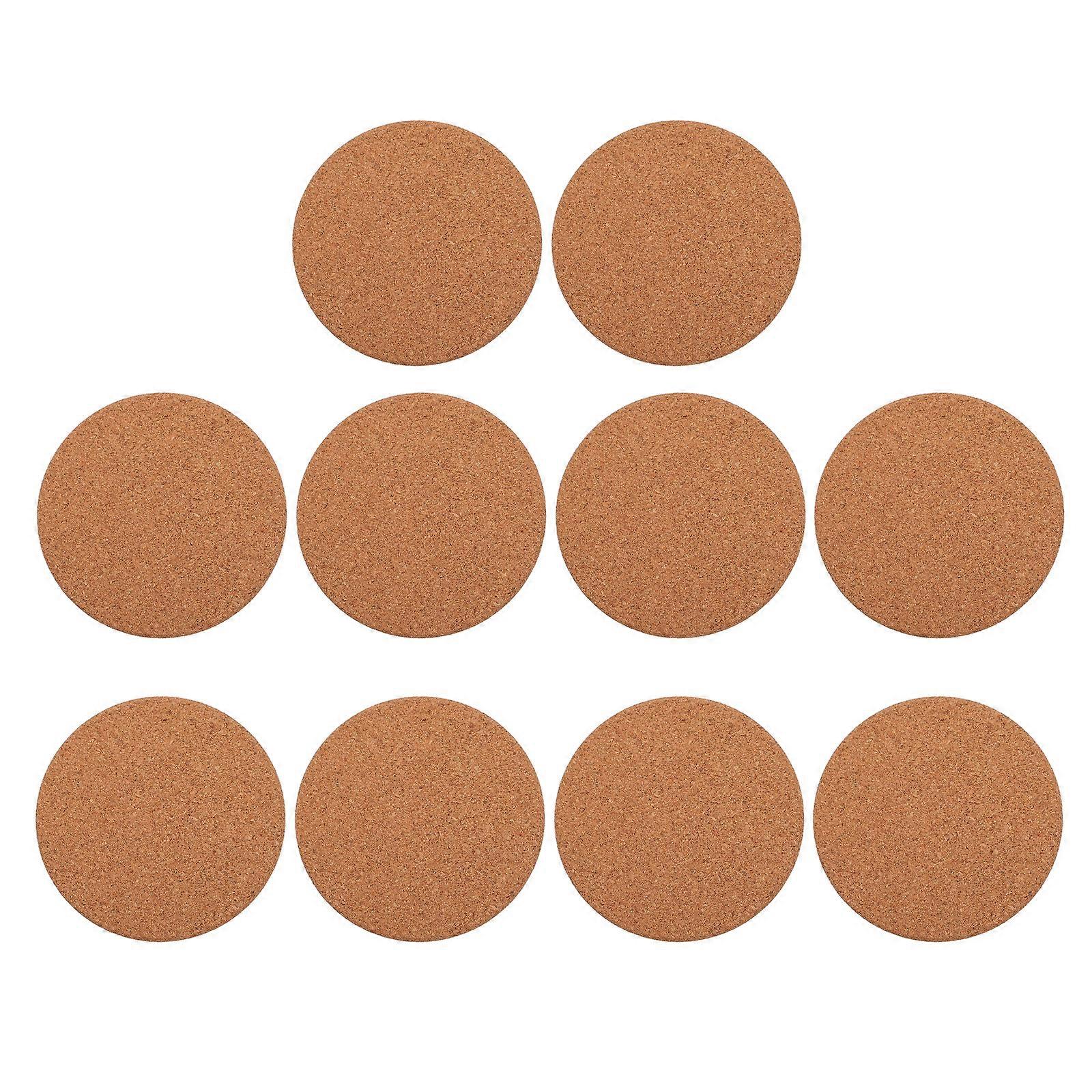 10Pcs Round Bar Cup Pads Non-slip Waterproof Cork Coasters for Water Absorption and Heat Insulation