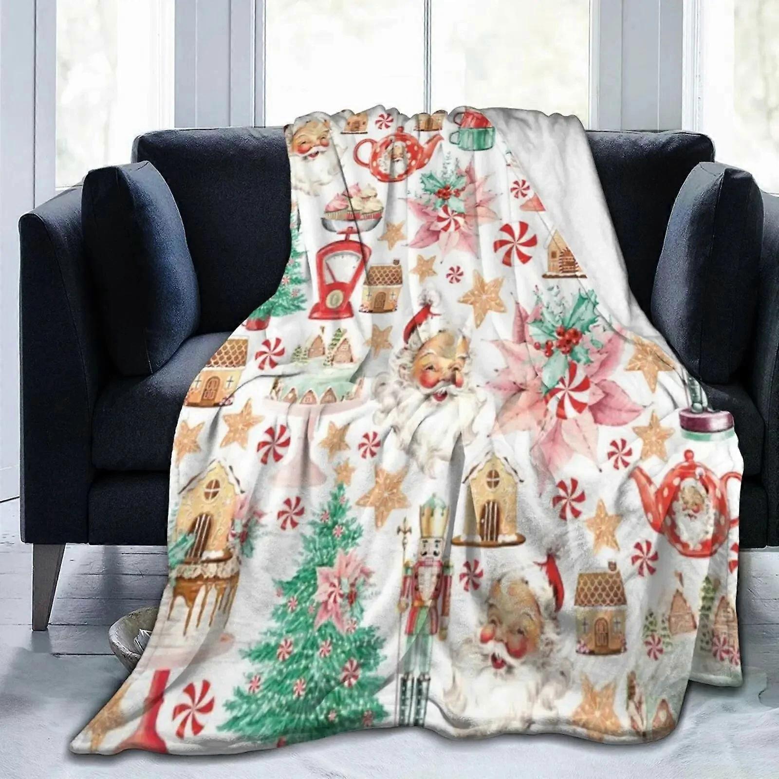 Nutcracker Blanket Christmas Tree Print Throw Blanket Soft Flannel Blanket Perfect for Sofa Bed Home Decor Design 332