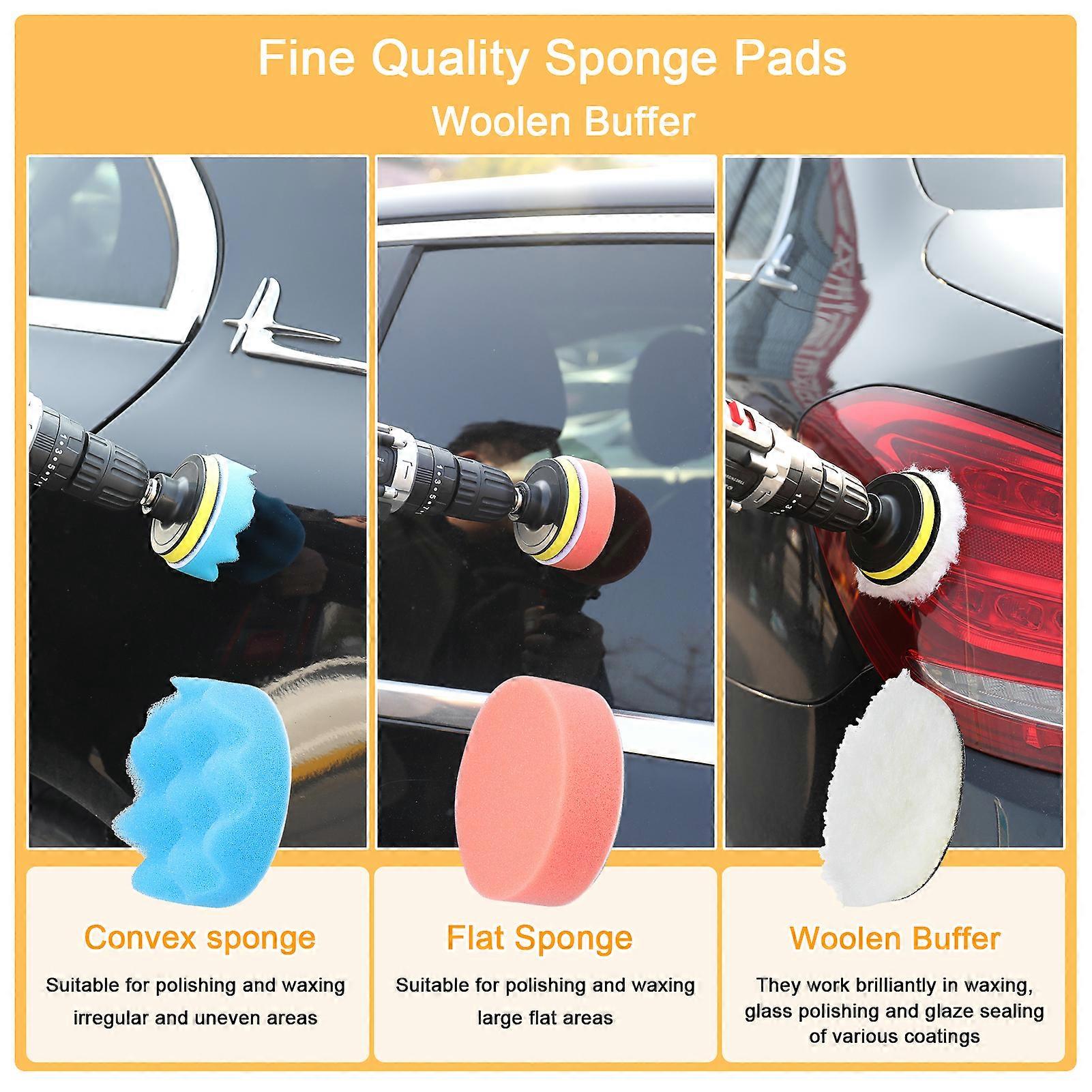 38PCS Car Polishing Pads Waxing Buffing Sponge Pad Kit Set for Car Polisher Buffer Waxer Sander Polishing Tool Set