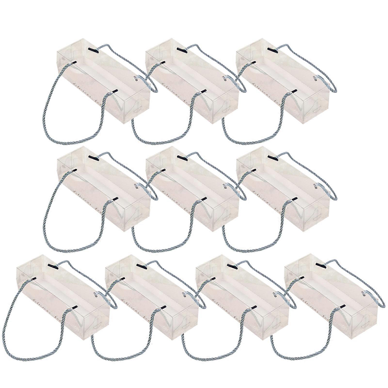 10Pcs Portable Transparent Cake Swiss Roll Boxes PET Packaging Dessert Container