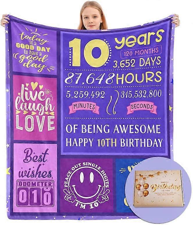 هدية عيد ميلاد لفتاة تبلغ من العمر 10 سنوات ، بطانية عيد ميلاد لفتاة تبلغ من العمر 10 سنوات ، بطانية تذكارية لعيد ميلاد إبداعي ، هدية عيد ميلاد 10 للفتاة ، ديكور