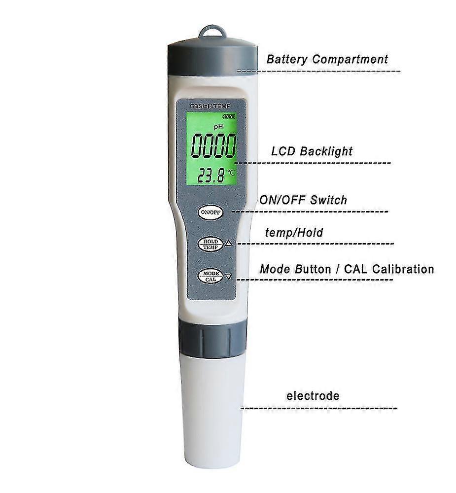 Digital Ph/tds Meter With Atc Ph Tester, 3 In 1 Pen Type Tester, Water Tester For Water, Wine, Spas And Aquariums