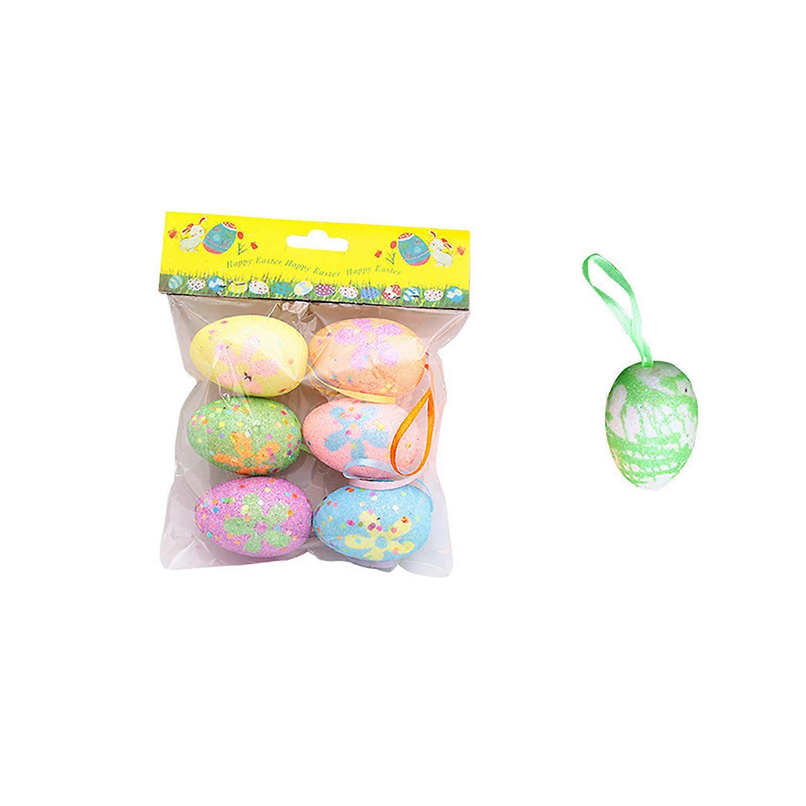6PCS Printed Plastics Easter Eggs Bulk Decorations  Eggs Multicolor Ornaments for Easter Home Party Supplies