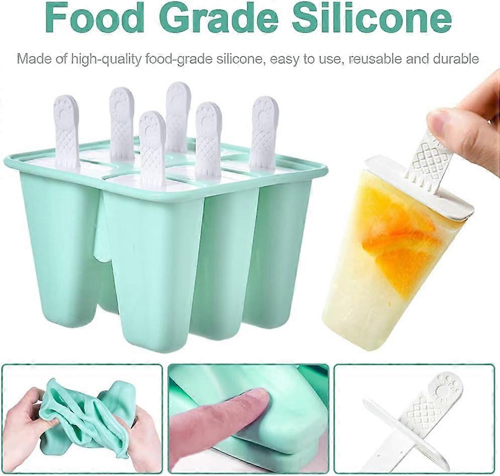 Ice Cream Molds Silicone, Ice Cream Molds Popsicle Molds Reusable Ice Molds Popsicle Molds Set Popsicle Molds Set (Green)