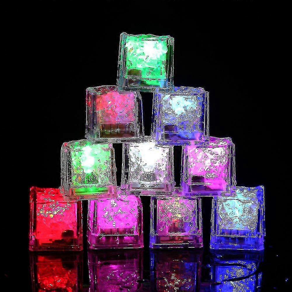 Light Up Ice Cubes, 12 Pack Multi Color Led Ice Cubes, Reusable Glowing Flashing Ice Cube For Club Bar Party