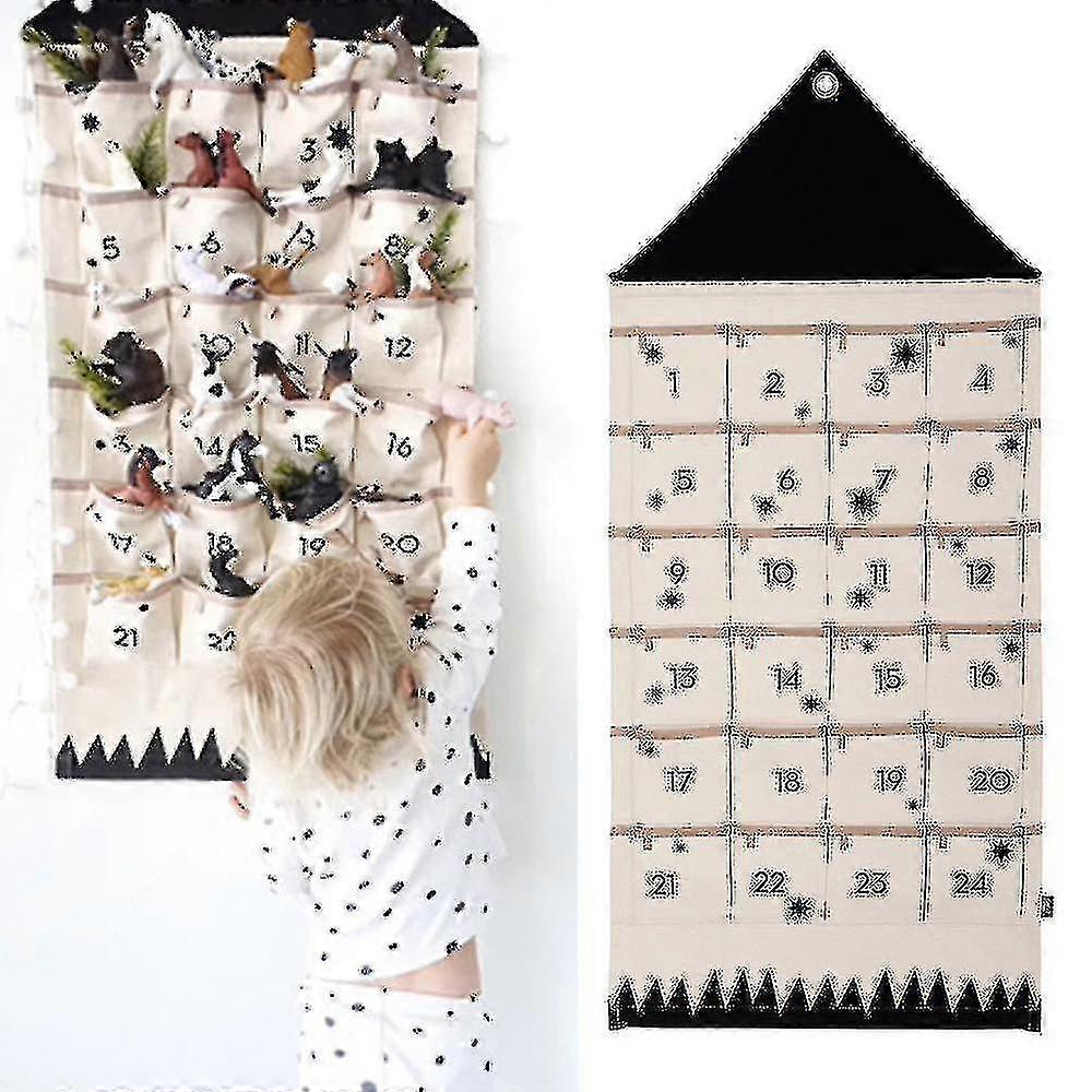 24 Pockets Christmas Advent Calendar Countdown Hanging Xmas Gift