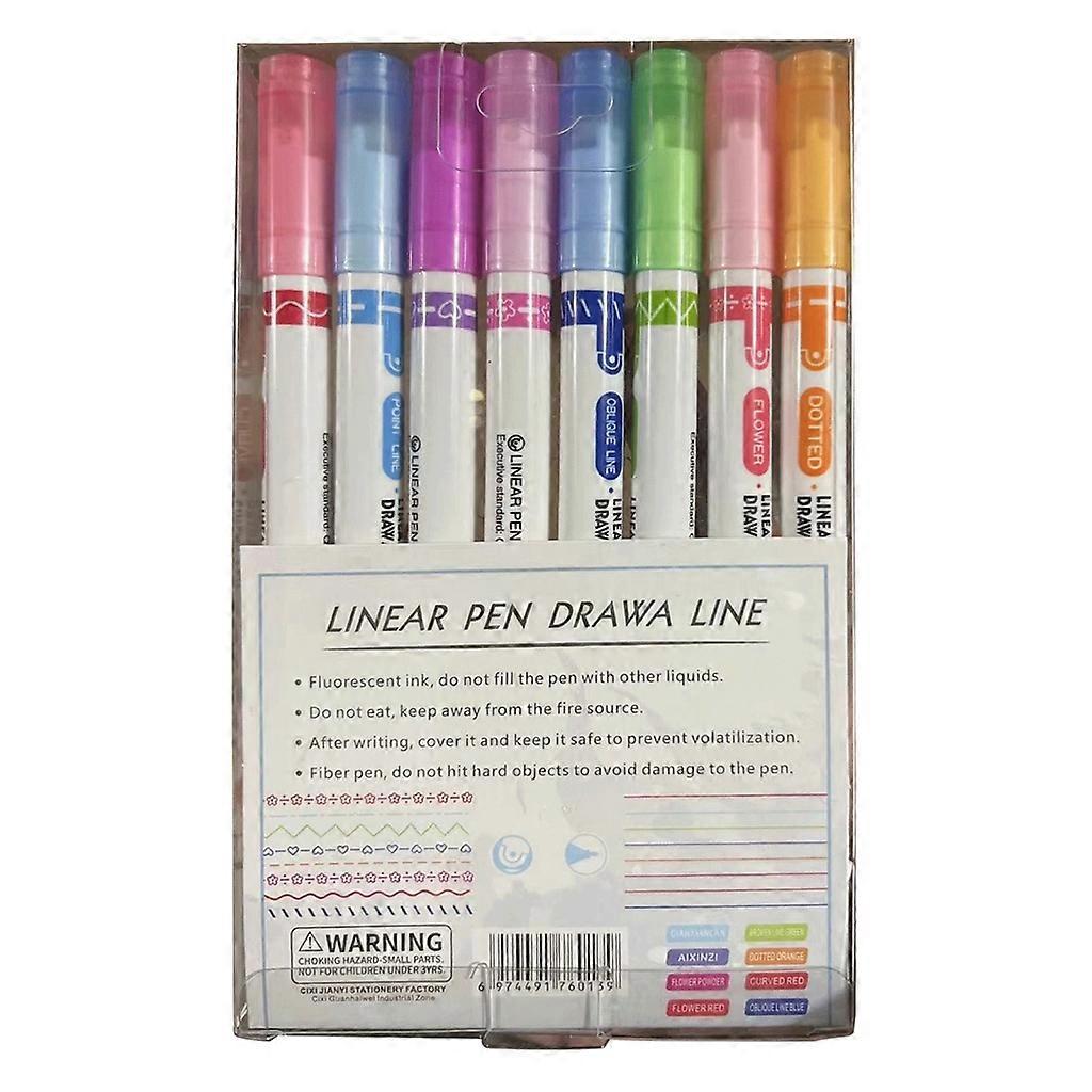 6/8Pcs Colored Curve Pens Dual-tip Marker Pens for DIY Scrapbooking