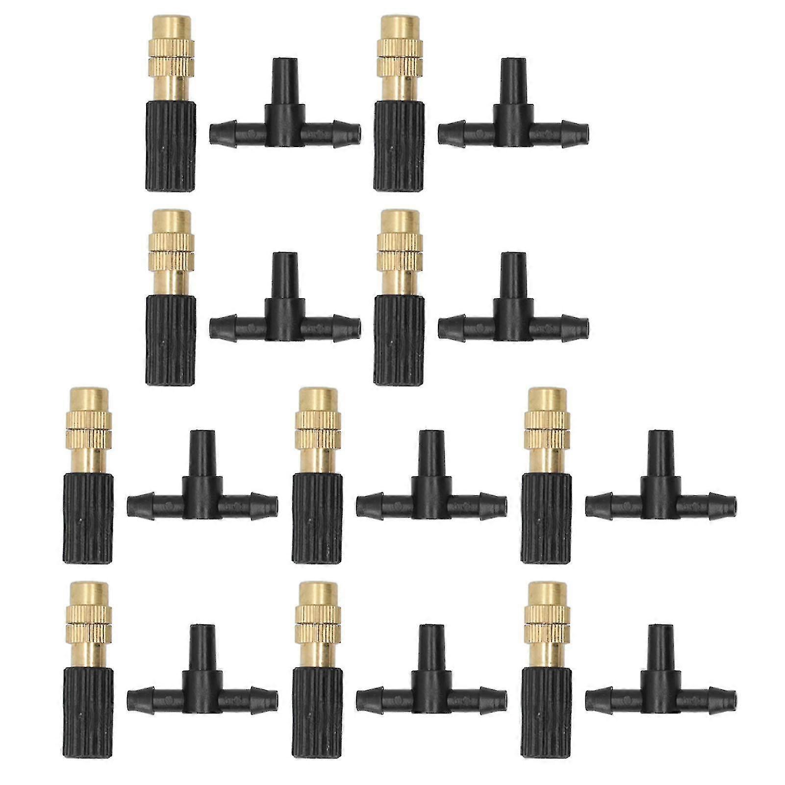 Micro Garden Watering Spray Head Misting Nozzle Set with 3-Way Connector - 10 Pack