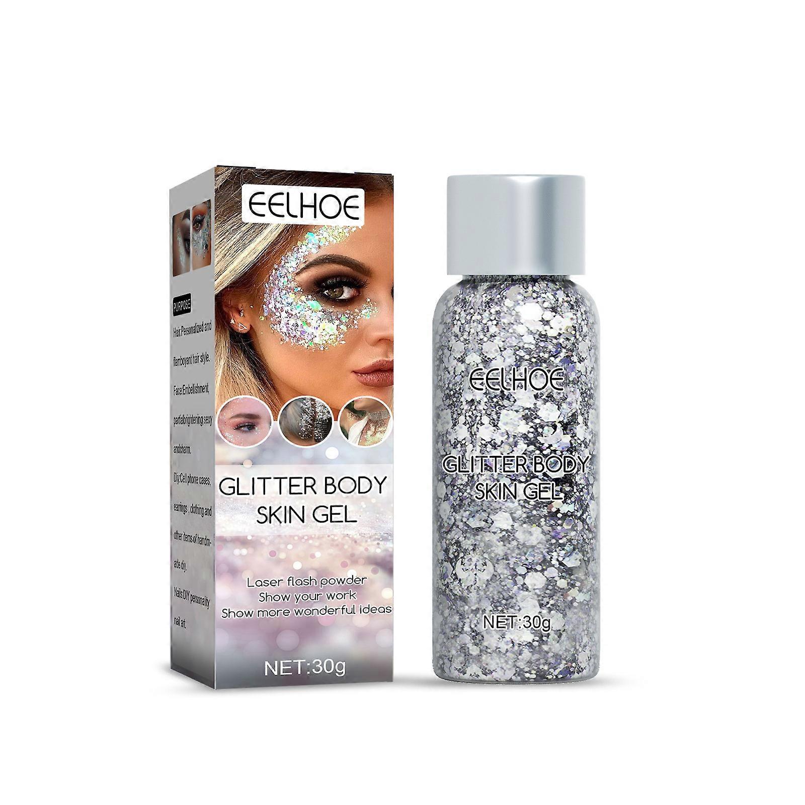 Eelhoe Sequin Gel Set Makeup Fish Scale Sequin Gel Glitter Stage Performance Eyeshadow Makeup Props