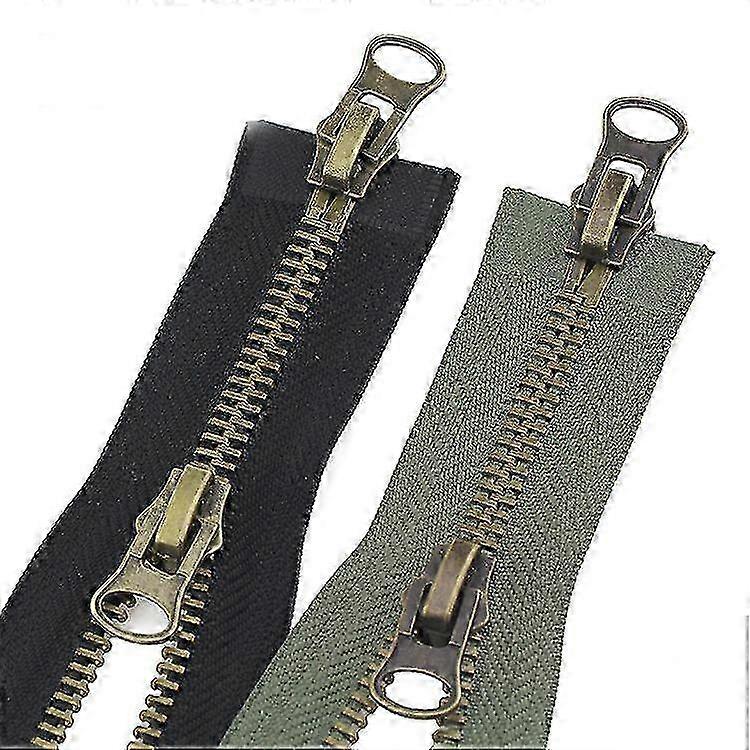 2pacs 70cm #8 Metal Zippers Double Slider Separable Black Metal Zipper A-Zipper Slider Zipper for Jackets g20242416680
