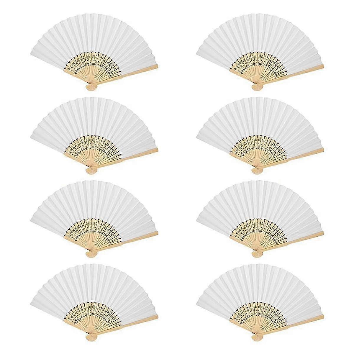 8pcs Diy Paper Folding Fan Bamboo Hand Held Fan Blank For Kids Drawing Handheld Paper Fan Handheld