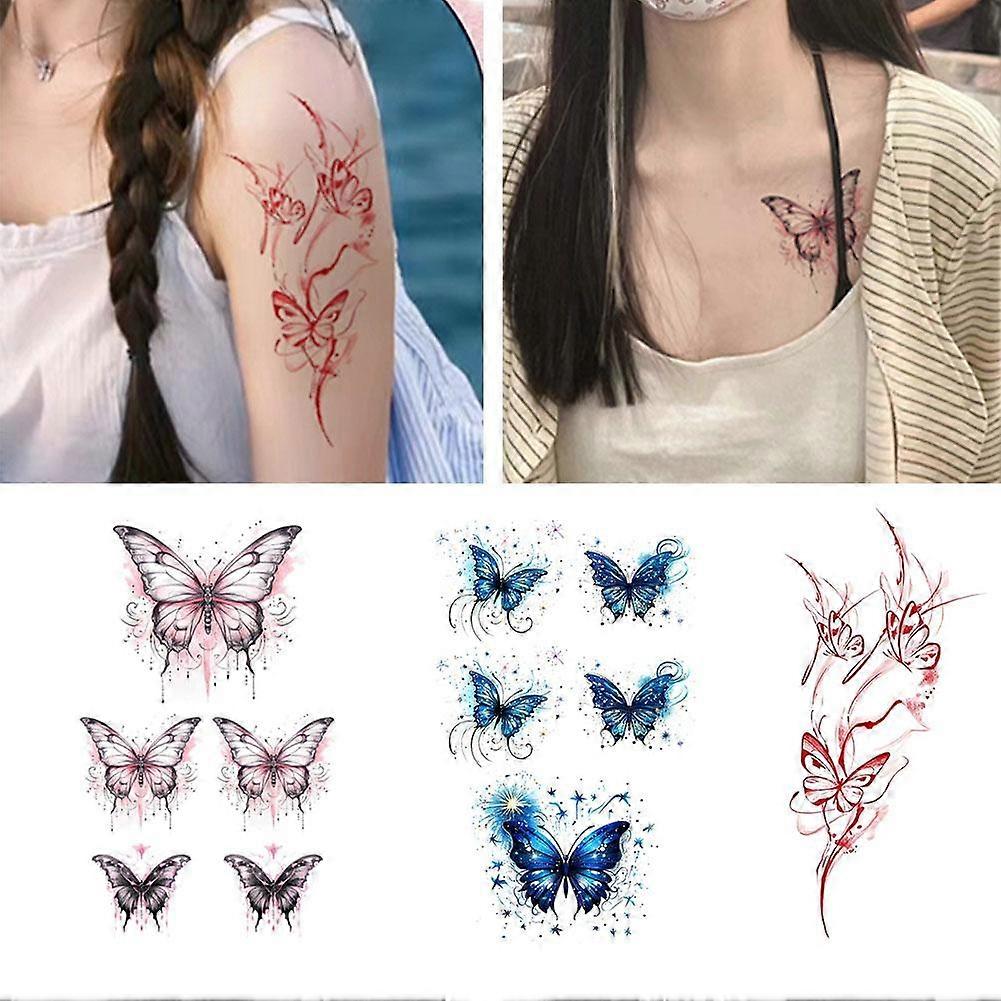 Autocollants de tatouage de papillons colorés Autocollant d'art corporel Tatouage de simulation frais