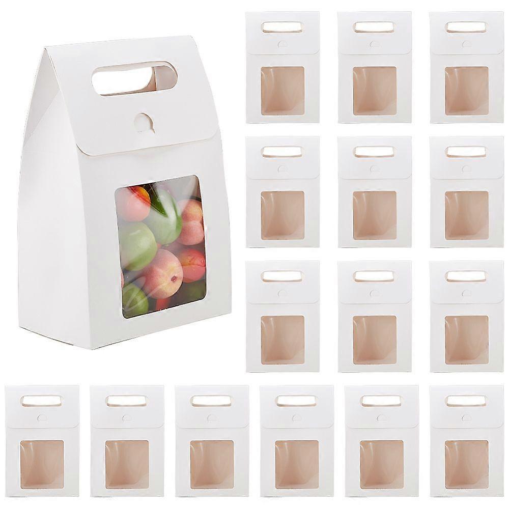Folding Paper Gift Bags with Hole Handle and Plastic Visible Window White 13.5x7.9x19.5cm