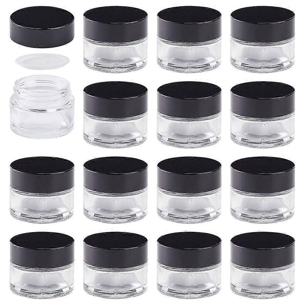 Glass Portable Cream Jar Empty Refillable Cosmetic Containers with Screw Lid & Inner Cover Clear 4.3x3.45cm Capacity: 15g